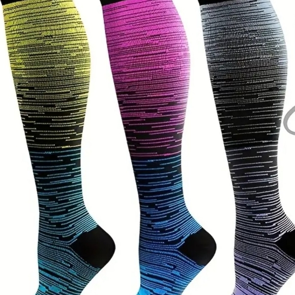 Your choice 1 pair Compression Socks: Pink, Yellow, Gray or Lt Blue - Picture 1 of 3